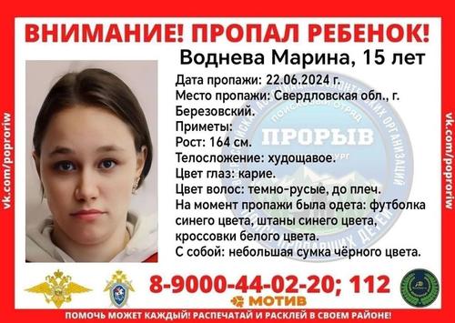 Под Екатеринбургом четвертые сутки ищут 15-летнюю девочку Марину Водневу Под Екатеринбургом четвертые сутки ищут 15-летнюю девочку Марину Водневу